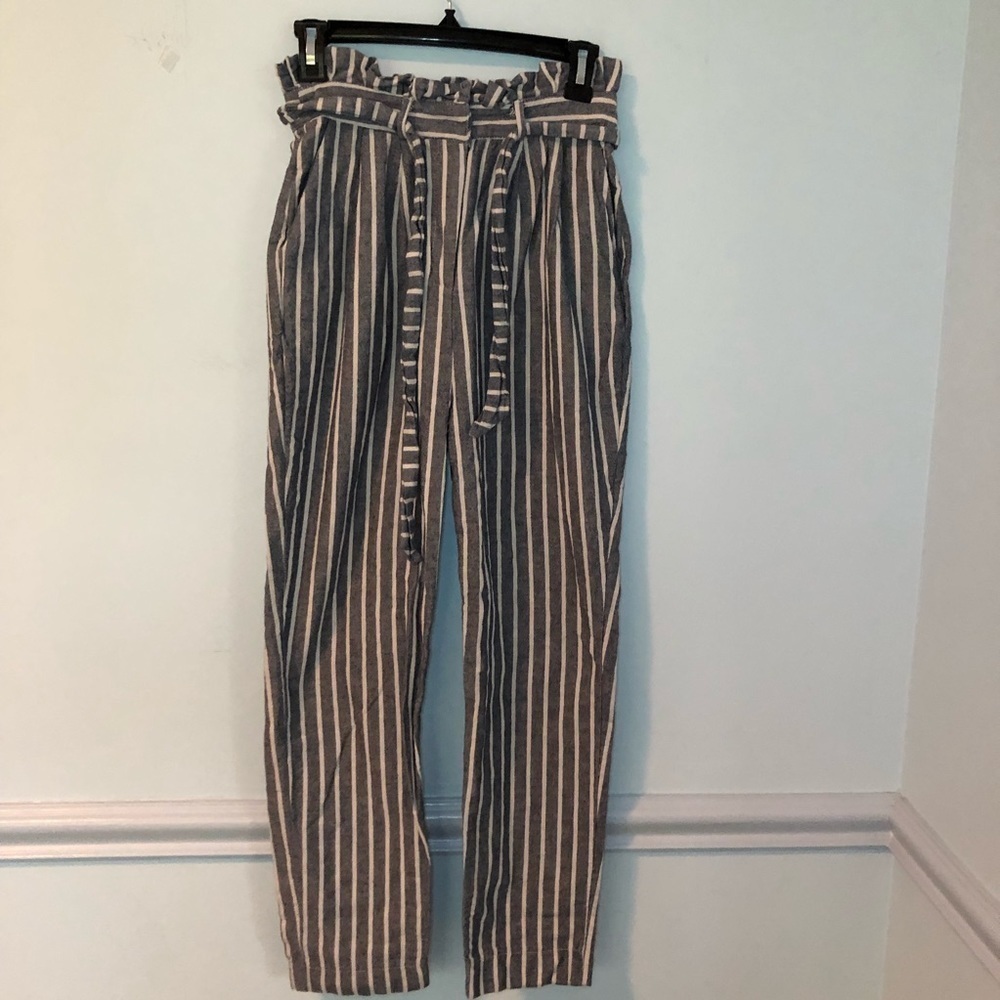 Urban Outfitters Blue & White Striped Paper Bag Pants Size Small
